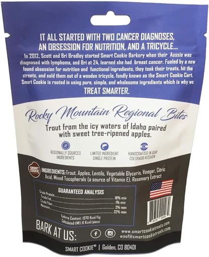 Smart Cookie All Natural Soft Dog Treats - Trout &amp; Apple - Healthy Dog Treats for Allergies, Sensitive Stomachs - Chewy, Grain Free, Human-Grade, Made in The USA - 5oz Bag