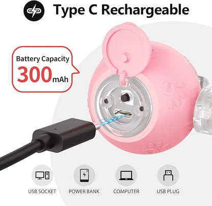 Interactive Cat Toys, Automatic Moving Cat Toys for Bored Indoor Adult Cats, Fast Rolling, Chirping &amp; Motion-Activated Kitty Toys, Fun Gift for Cats with Speedy Tail 2.0, USB Rechargeable,Pink