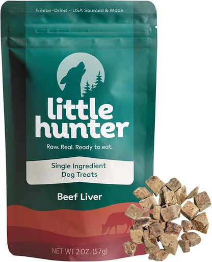 Little Hunter Freeze Dried Dog Treats - Beef Liver - Raw Single Ingredient Beef Liver Dog Treats for Snacks, Training, Dog Food Toppers - All Natural, Healthy Dog &amp; Puppy Treats, 2 oz