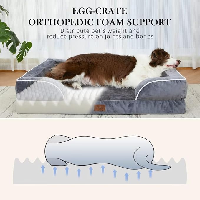 Comfort Expression Waterproof Orthopedic Foam Dog Beds, XXL Orthopedic Dog Beds for Extra Large Dogs, Washable Pet Sofa Bed with Removable Cover &amp; Non-Slip Bottom(XX-Large,Dark Grey)