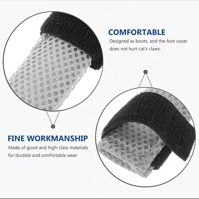 8 Pack Cat Mittens to Prevent Scratching, Adjustable Breathable Mesh Cat Booties &amp; Claw Covers - Anti Scratch Gloves for Bathing, Nail Trimming - 4 Black &amp; 4 Grey, Paw Inner Diameter up to 1.57 Inches