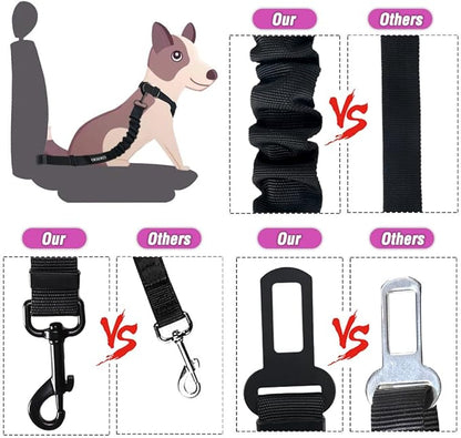 COOYOO Dog Seat Belt, Durability Retractable Dog Car Harness Adjustable Dog Seat Belt for Vehicle Nylon Pet Safety Seat Belts Heavy Duty &amp; Elastic