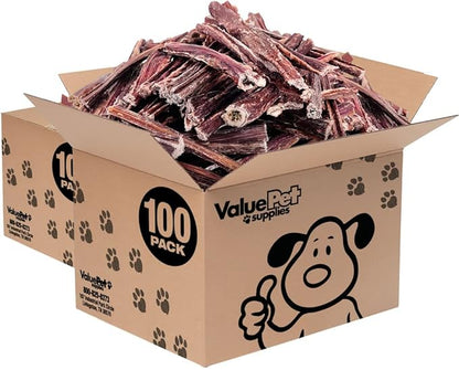 ValueBull Beef Jerky Gullet Sticks, Premium Dog Chews, 6 Inch, 200 Count Bulk Pack - Natural Collagen, Glucosamine &amp; Chondroitin for Joint Health, Single-Ingredient Beef Esophagus