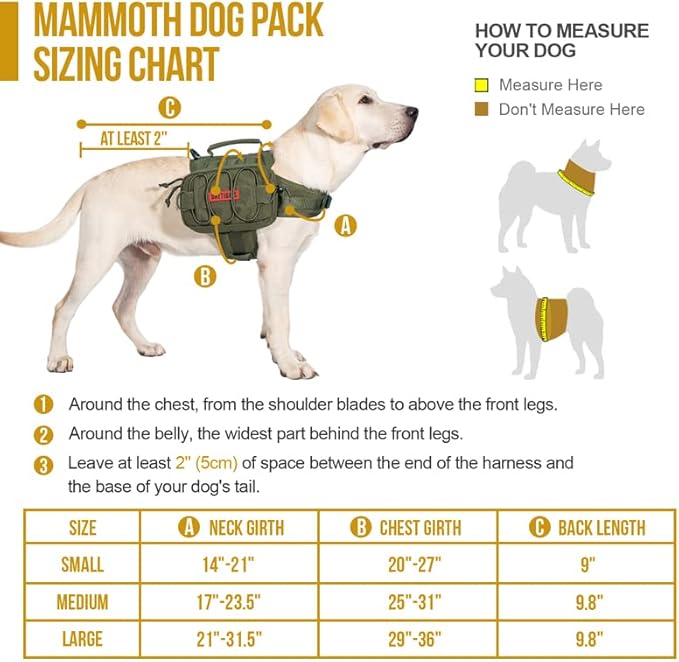 OneTigris Dog Backpack for Medium &amp; Large Dogs, Nylon Backpack for Dogs Tactical Pet Backpack with Side Pockets for Hiking Walking Training Running (Green, Large)