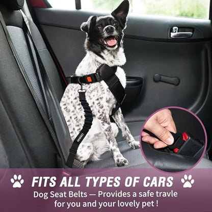 COOYOO Dog Seat Belt,Retractable Dog Car Harness Seat Belt for Car Adjustable Nylon Pet Safety Seat Belts Heavy Duty &amp; Elastic Bungee Buffer