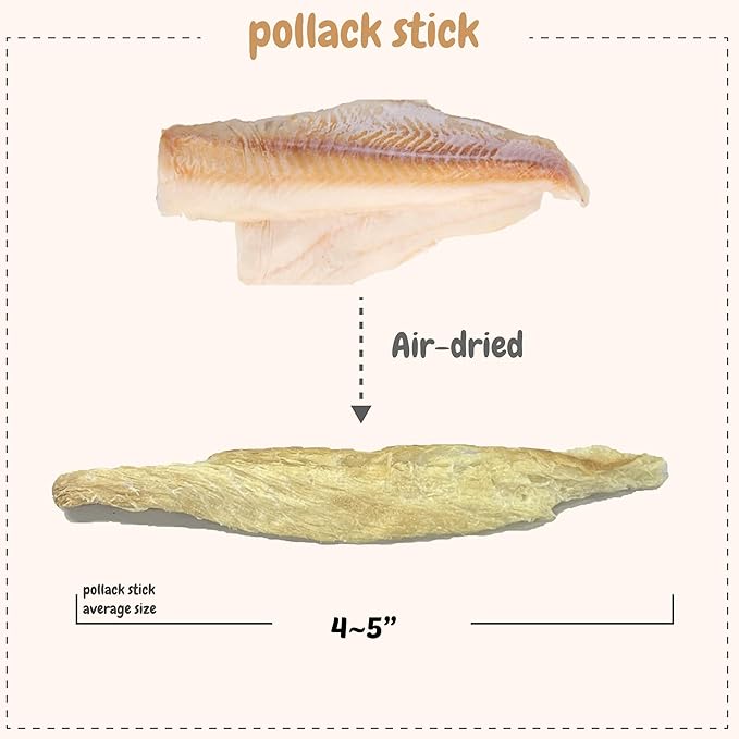 Puppyluv Treat - Air Dried Pollock Dog &amp; Cat Treats, Wild Caught, Single Ingredient, Natural High Protein &amp; Fish Oil, Grain Free, Gluten Free, 2.5oz