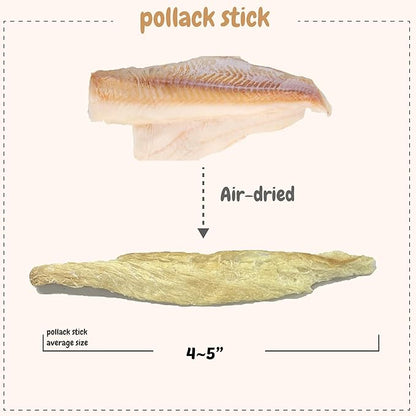Puppyluv Treat - Air Dried Pollock Dog &amp; Cat Treats, Wild Caught, Single Ingredient, Natural High Protein &amp; Fish Oil, Grain Free, Gluten Free, 2.5oz