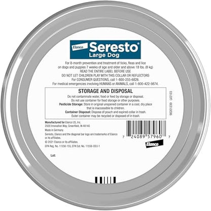 Seresto Large Dog Vet-Recommended Flea &amp; Tick Treatment &amp; Prevention Collar for Dogs Over 18 lbs. | 2-Pack