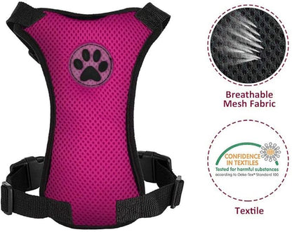 Lukovee Dog Seat Belt for Car, Adjustable Dog Car Harness for Large Medium Small Dogs, Soft Padded &amp; Breathable Mesh Dog Seatbelt with Car Vehicle Connector Strap (Rose Red,Small)