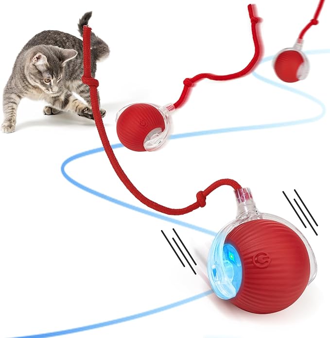 Interactive Cat Toy Dog Toy, Electric Automatic Rolling Moving Toys, Self Activated Play Smart Rolling Ball for Cats &amp; Dogs, Chase Teaser Pet Ball for Bored Indoor Cats/Kittens/Dogs, Rechargeable
