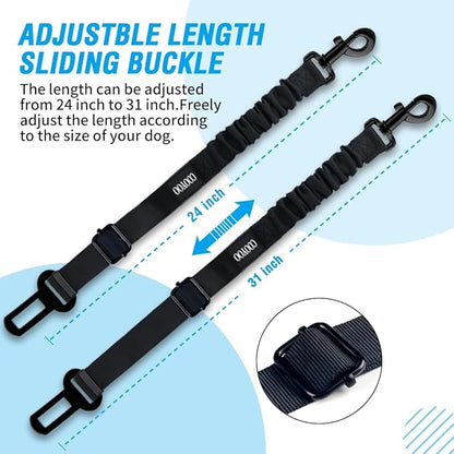 COOYOO Dog Seat Belt,3 Piece Set Retractable Dog Car Harness Adjustable Seat Belt for Vehicle Nylon Pet Safety Seat Belts Heavy Duty &amp; Elastic