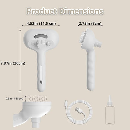 ‌3-in-1 Pet Steam Brush with Self-Cleaning &amp; Cool Mist‌ – Portable Grooming Tool for Cats &amp; Dogs, Long-Lasting Shedding Control &amp; Detangling, Refillable Water Tank &amp; Fast Charging