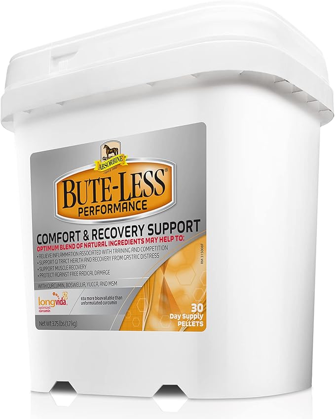 Absorbine Bute-Less Performance Advanced Formula Horse Supplement Pellets, Supports Healthy Inflammatory Response &amp; GI Tract, 3.75lb Tub / 30 Day Supply