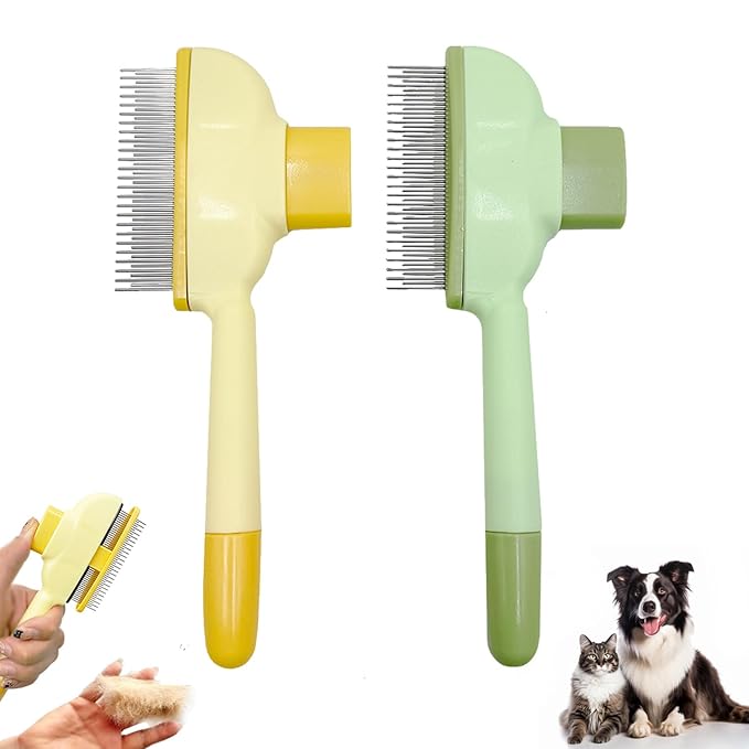 2Pcs Flea Comb for Cats Dogs,Long &amp; Short Stainless Steel Metal Teeth for Shedding and Tangles,Cat Combs for Indoor Cats