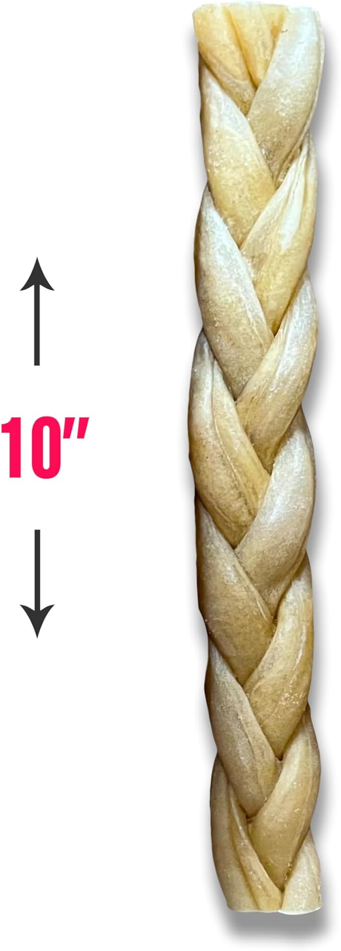 Odor-Free Super Braided Collagen Dog Chews (10-Inch). - Long-Lasting Bully Stick &amp; Rawhide Alternative, Single Ingredient Chew Treat for Aggressive Chewers (Pack of 10)