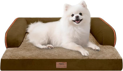 Small Dog Bed Orthopedic Washable Cat Bed Memory Foam Small Couch Sofa Indoor Comfy Pet Beds with Waterproof Removable Cover &amp; Non-Slip Bottom