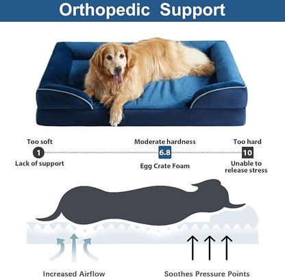 WNPETHOME Dog Beds for Large Sized Dogs, Washable Orthopedic Dog Couch Sofa Bed with Waterproof Lining &amp; Non-Skid Bottom for Pet Sleeping