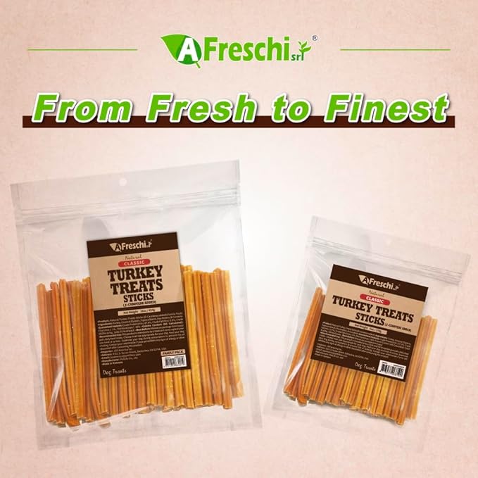 Afreschi Turkey β-Carotene Stick Dog Treats – 16 oz, USA-Sourced Trukey, All-Natural, Hypoallergenic, Low-Fat, Healthy &amp; Easily Digestible, Puppy &amp; Training Snack