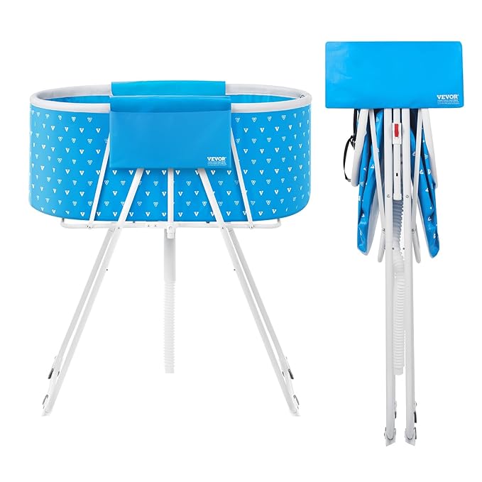 VEVOR Portable Dog Bathtub, Elevated &amp; Foldable Space-saving Pet Shower Station with Quick Drainage, Bathing Tub for Washing &amp; Grooming Small and Medium Size Dogs and Cats Indoor &amp; Outdoor, Light Blue
