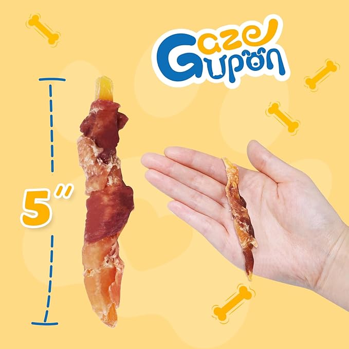 gazeupon Dog Treats，Chicken&amp;Duck Wrapped Sweet Potato，Healthy Training Snacks for Dogs, Rawhide Free,14.1 oz