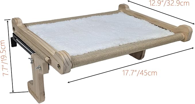 aborishthink Adjustable Cat Window Perch | Sturdy Cat Hammock Window Seat Durable Wood &amp; Metal Frame | Breathable Cover | Ideal for Large &amp; Heavy Cats | Easy Installation for Windowsill
