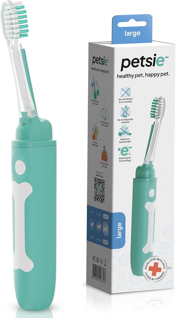 Dog Toothbrush | Innovative Eletrolytic Technology | Improves Oral Health &amp; Reduces Bad Breath | No Vibrations &amp; Silent Teeth Cleaning Brush | No Toothpaste Needed | Dog Teeth Cleaning Kit