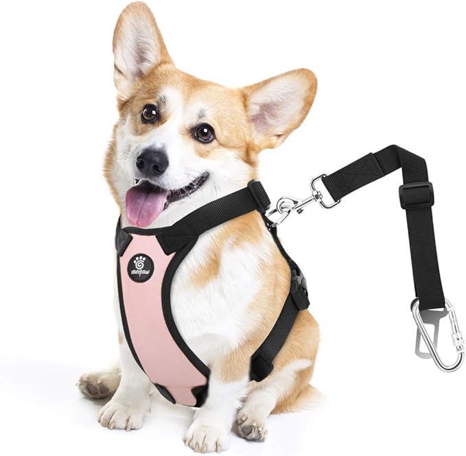 Dog Seat Belt, Safety Vest Dog Car Harness with Adjustable Buckle Dog Seat Belt for Vehicle Nylon Pet Safety Seat Belts Heavy Duty(S, Pink)
