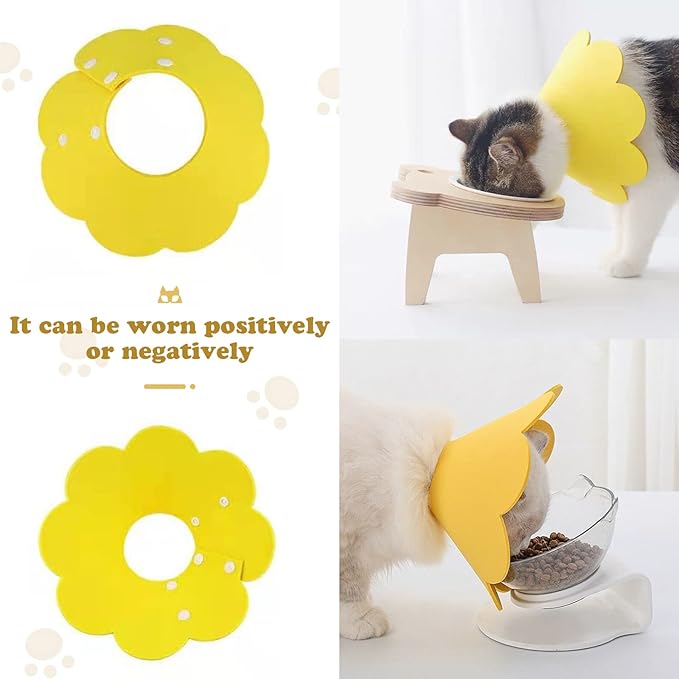 3-Piece Cat Recovery Collar Set - Sunflower Neck Cat Cone Anti-Licking Collars to Prevent Biting &amp; Scratching (Pink, Orange, Yellow, S)