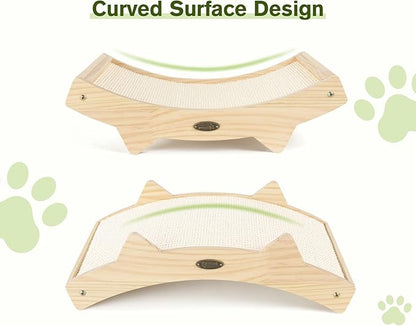 Cat Scratchers for Indoor Cats, Double-Sided Cat Scratcher with Natural Sisal, Scratch Pad for Scratcher Lounge, Durable Solid Wooden Structure