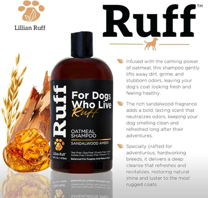 Ruff by Lillian Ruff Oatmeal Dog Shampoo &amp; Conditioner with Aloe &amp; Coconut Oil | Relieves Itching &amp; Hot Spots | Moisturizing &amp; Deodorizing | Safe for Puppies | USA Made