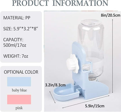 kathson Rabbit Water Bottle, 17oz Hanging Water Fountain Automatic Dispenser No Leak WaterFeeder for Bunny Chinchilla Guinea Pig Hedgehog Ferret