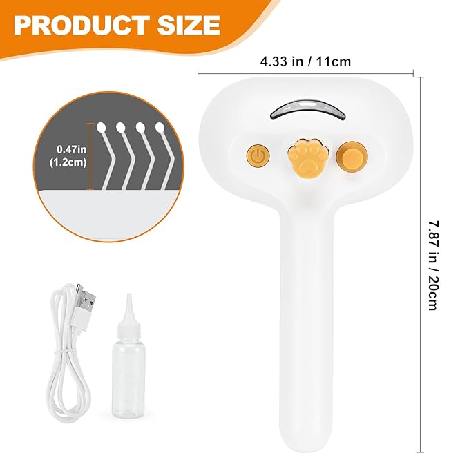 Pet Steam Brush for Cats and Dogs, 4-in-1 Spray Hair Removal Comb, Cat Brush for Shedding and Grooming for Long &amp; Short Haired Pets