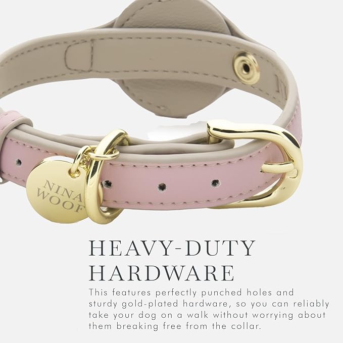 Cupertino Dog Collars, Harnesses &amp; Leashes Made from Vegan Leather with Dog Tracker Device Holder Adjustable Dog Collar (Extra Small (Neck: 9x12), Pink)