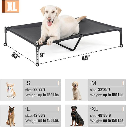 XL Elevated Dog Bed for Large Dogs, Extra Raised Dog Cot Beds, Heavy Duty Pet Cots with Durable Supportive Teslin Recyclable Mesh, Indoor &amp; Outdoor Pet Bed