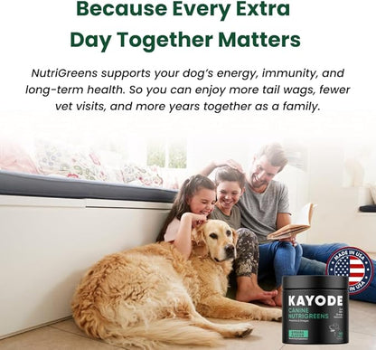 Canine NutriGreens - Natural Dog Vitamins &amp; Probiotics for Dogs. No Messy Powder. Includes Spirulina, Kelp &amp; Antioxidant Berry Mix. 6-in-1 Dog Supplements &amp; Vitamins Chews. Super Greens for Dogs.