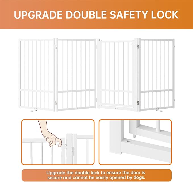 Full Metal Freestanding Dog Gate with Door, 32&