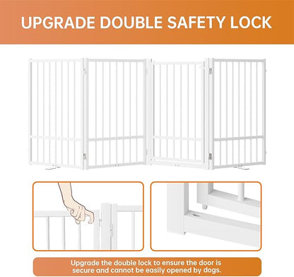 Full Metal Freestanding Dog Gate with Door, 32&