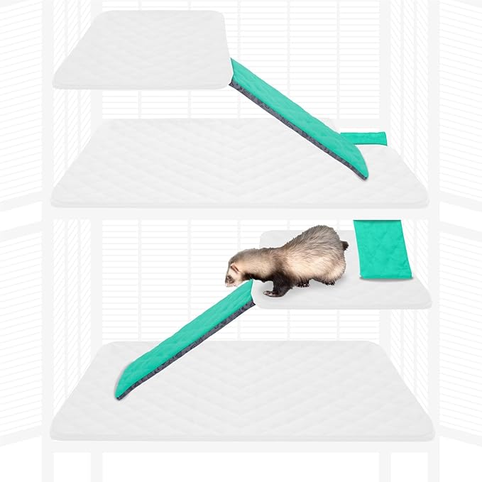 Paw Inspired® Fleece Liners for Ferret Nation, Critter Nation * Cage Ramp for Ferrets, Rats, Chinchillas, Hedgehogs &amp; Other Small Animals (Green, Ramp Cover - 3 Pack)