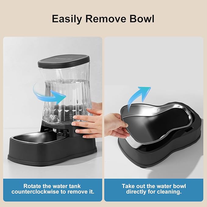 Gardner Pet Automatic Dog Water Dispenser Gravity Stainless Steel Water Waterer Feeder, Large Capacity Water Feeding Bowls for Medium &amp; Large-Sized Dogs Cats Other Pets -(2.1 Gallon)