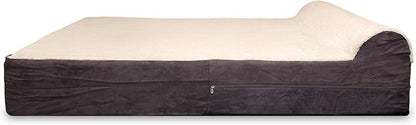 KOPEKS Jumbo Orthopedic Dog Bed - 7-inch Thick Memory Foam Pet Bed with Pillow with Removable Cover &amp; Free Waterproof Liner - for Large Breed Dogs, XL, Brown-Plush Top