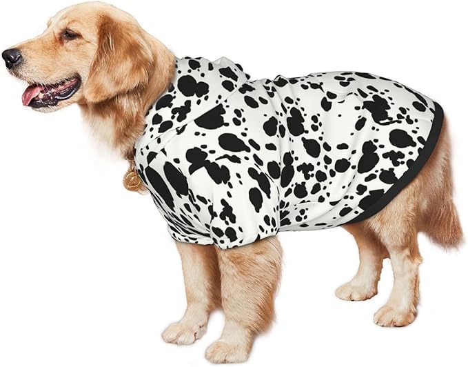Halloween Dalmatian Dog Costume, Cute Animal Dalmatians Print Winter Clothes Sweaters for Halloween Cosplay Autumn Pets&