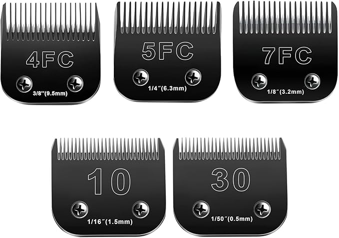 10 Blades Dog Grooming Blades Compatible with Andis/Oster A5/Wahl KM-10 Series Dog Clippers,Detachable Clipper Replacement Blade,Black (5PCS Black-