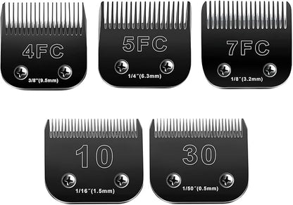 10 Blades Dog Grooming Blades Compatible with Andis/Oster A5/Wahl KM-10 Series Dog Clippers,Detachable Clipper Replacement Blade,Black (5PCS Black-