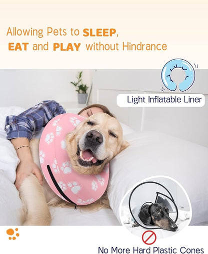 Supet Inflatable Dog Cone Collar Alternative After Surgery, Doggie Neck Donut Collar Recovery ECollar for Post Surgery, Soft Dog Cone for Small Medium Puppies Cats