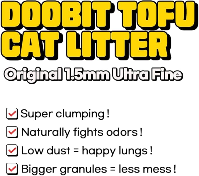 Tofu Cat Litter 1.5mm, 100% Natural Ingredients,Strong Clumping,Toilet Flushable,Solubility in Water,Ultra Absorbent, Really Dust-Free,Less Tracking, I&