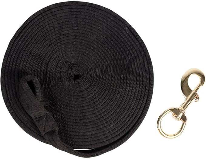 Dura-Tech Cushion Lunge Line for Horses | Stable Use &amp; Horse Training | Horse Lunge Line with Snap | Durable Horse Lead Rope | 30 Foot Length | Replaceable Brass Snap