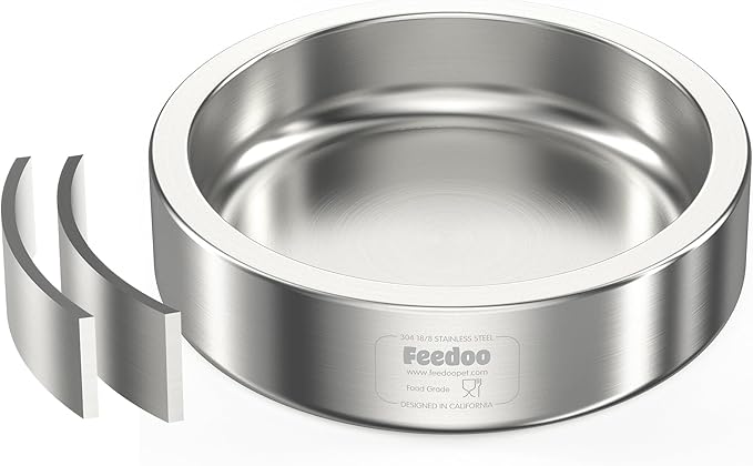 20oz Stainless Steel Cat Food &amp; Water Bowl - Double Walled 304 Stainless Steel Non-Slip Cat Dish | BPA-Free &amp; Dishwasher Safe for Indoor Cats