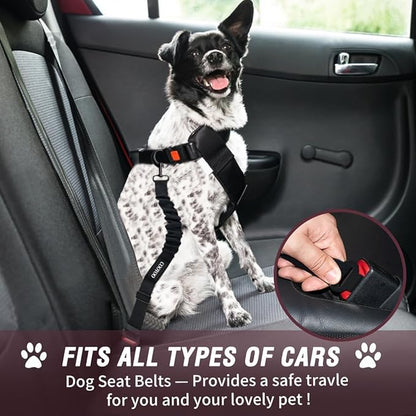 COOYOO Dog Seat Belt,Retractable Dog Car Harness Seat Belt for Car Adjustable Nylon Pet Safety Seat Belts Heavy Duty &amp; Elastic Bungee Buffer