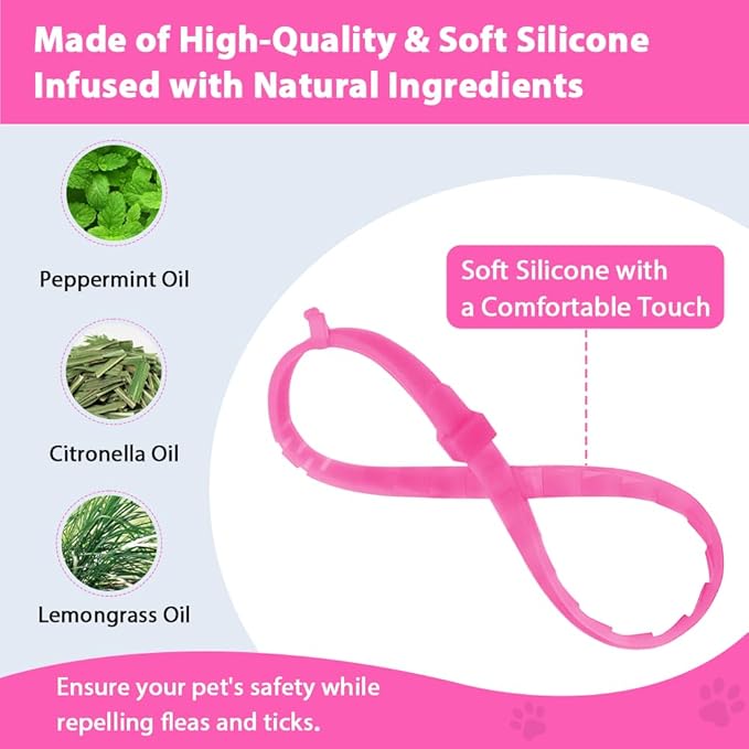 4 Pack Flea and Tick Collar for Cats, Natural Plant Oil Formula Cat Flea Collar Provides 32-Month Protection for Flea &amp; Tick Prevention, Waterproof &amp; Adjustable Cat Flea Treatment for Most Cats