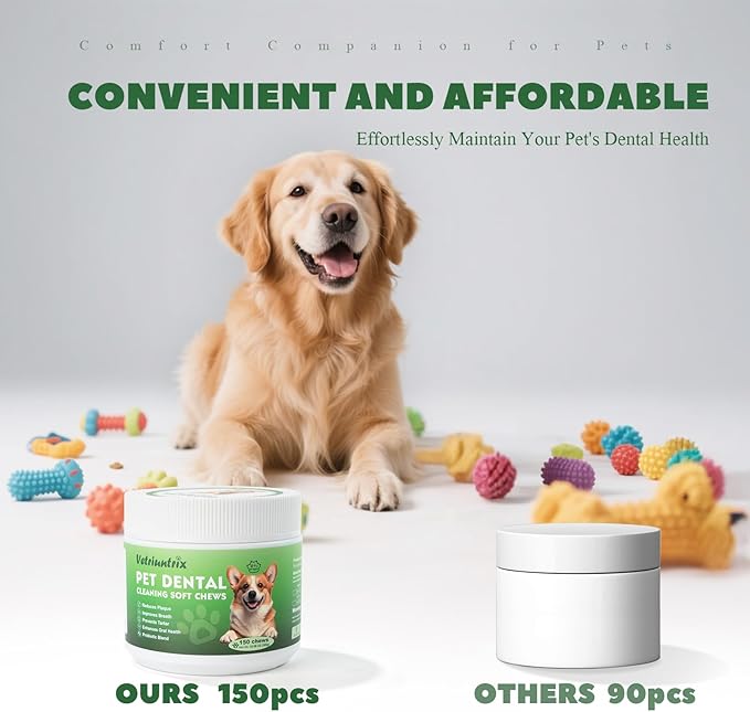 Dog Dental Care Powder - Plaque &amp; Tartar Control with Natural Enzymes, Teeth Cleaning Powder for Dogs with Probiotic, Bad Breath Treatment for Small Medium Large Dogs